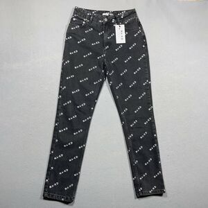NAKD Jeans Women Size 8 EU 36 Gray Wash ALL OVER PRINT High Waist Skinny NWT